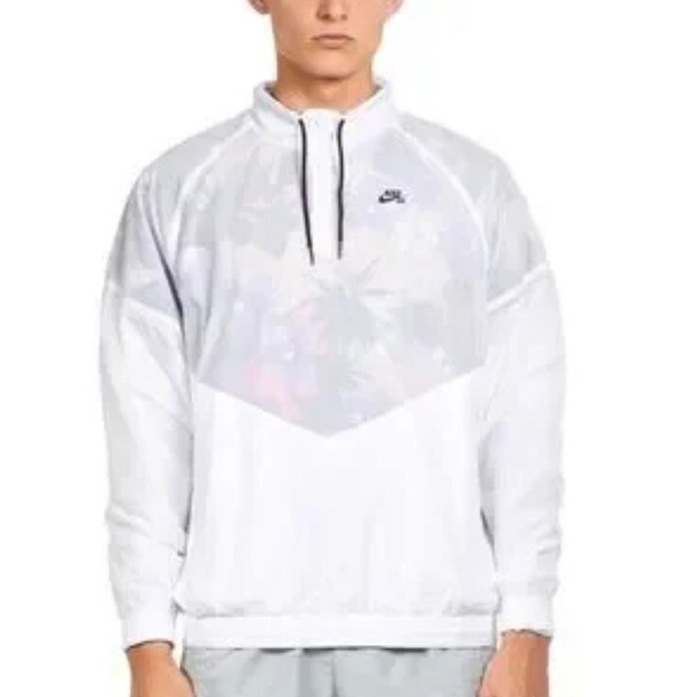 NIKE Jacket Mens Medium SB Paradise Windbreaker White Lightweight Pullover